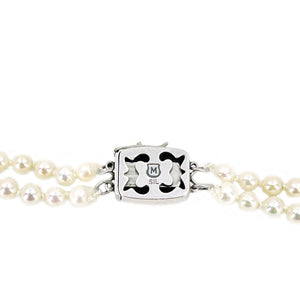 Mikimoto Graduated Japanese Cultured Akoya Pearl Double Strand - Sterling Silver 19.50-20 Inch