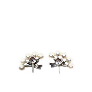 Mikimoto Fan Akoya Saltwater Cultured Pearl Screwback Earrings- Sterling Silver