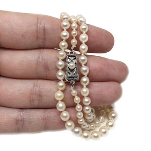 Mikimoto Graduated Japanese Cultured Akoya Pearl Strand - Sterling Silver 20 Inch