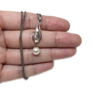 Swirl Mikimoto Saltwater Akoya Cultured Pearl Necklace Designer- Sterling Silver