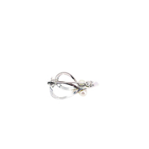 Mikimoto Petite Japanese Cultured Saltwater Akoya Pearl Engraved Brooch- Sterling Silver