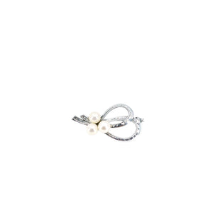 Mikimoto Petite Japanese Cultured Saltwater Akoya Pearl Engraved Brooch- Sterling Silver