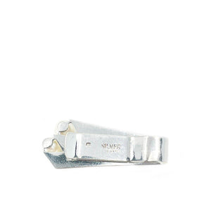 Mikimoto Designer Mid Century Engraved Men's Japanese Saltwater Akoya Cultured Pearl Tie Bar- Sterling Silver