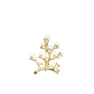 Mikimoto Tree of Life Japanese Cultured Saltwater Akoya Pearl Vintage Brooch- 14K Yellow Gold