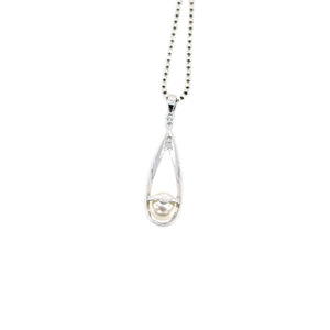 Vintage Mikimoto Drop Saltwater Akoya Cultured Pearl Pendant- Sterling Silver