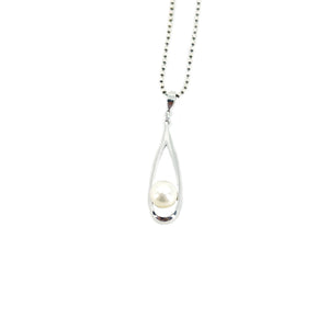 Vintage Mikimoto Drop Saltwater Akoya Cultured Pearl Pendant- Sterling Silver