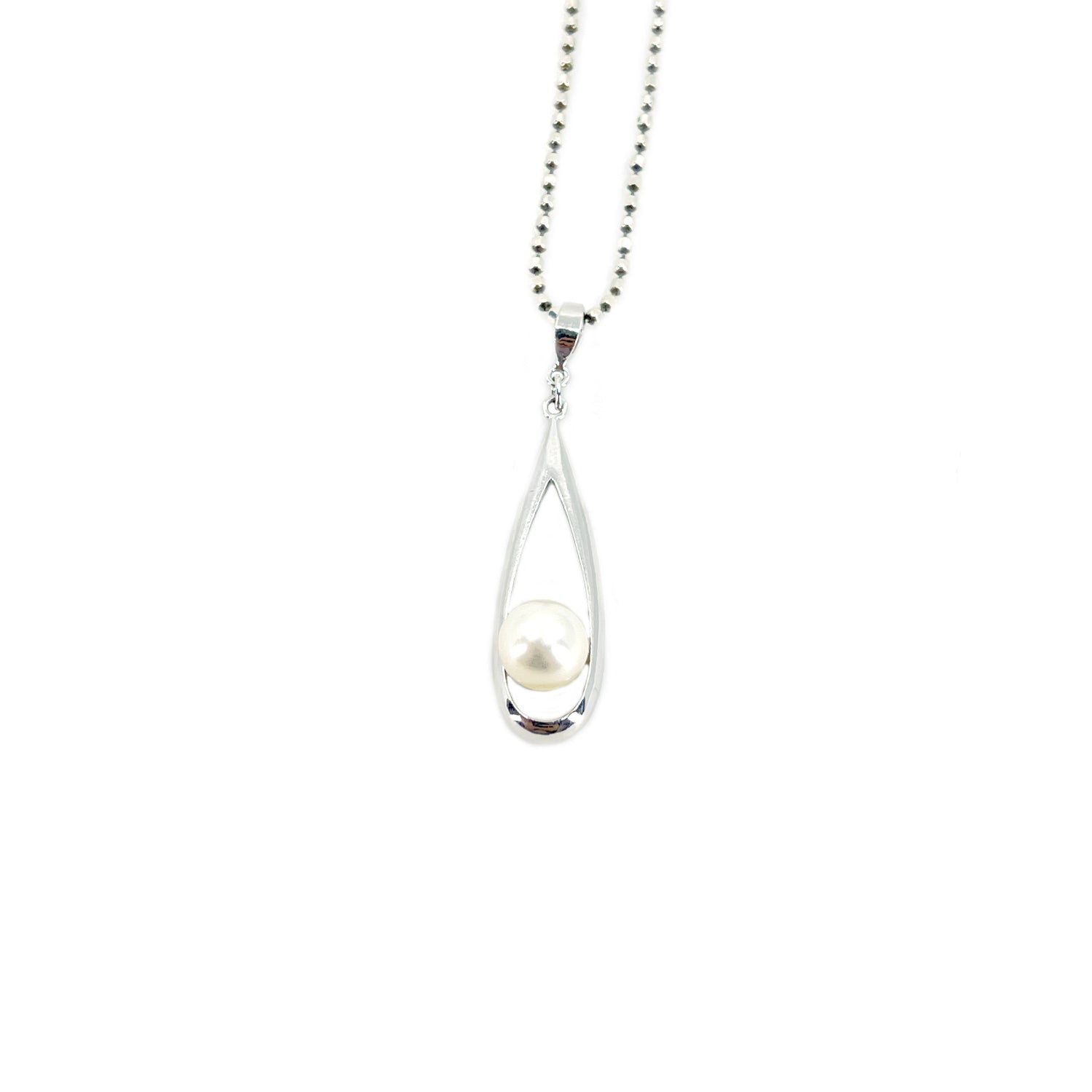 Vintage Mikimoto Drop Saltwater Akoya Cultured Pearl Pendant- Sterling Silver