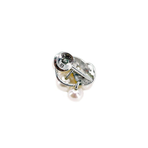 Vintage Mikimoto Akoya Saltwater Cultured Pearl Ribbon Screwback Earrings- Sterling Silver