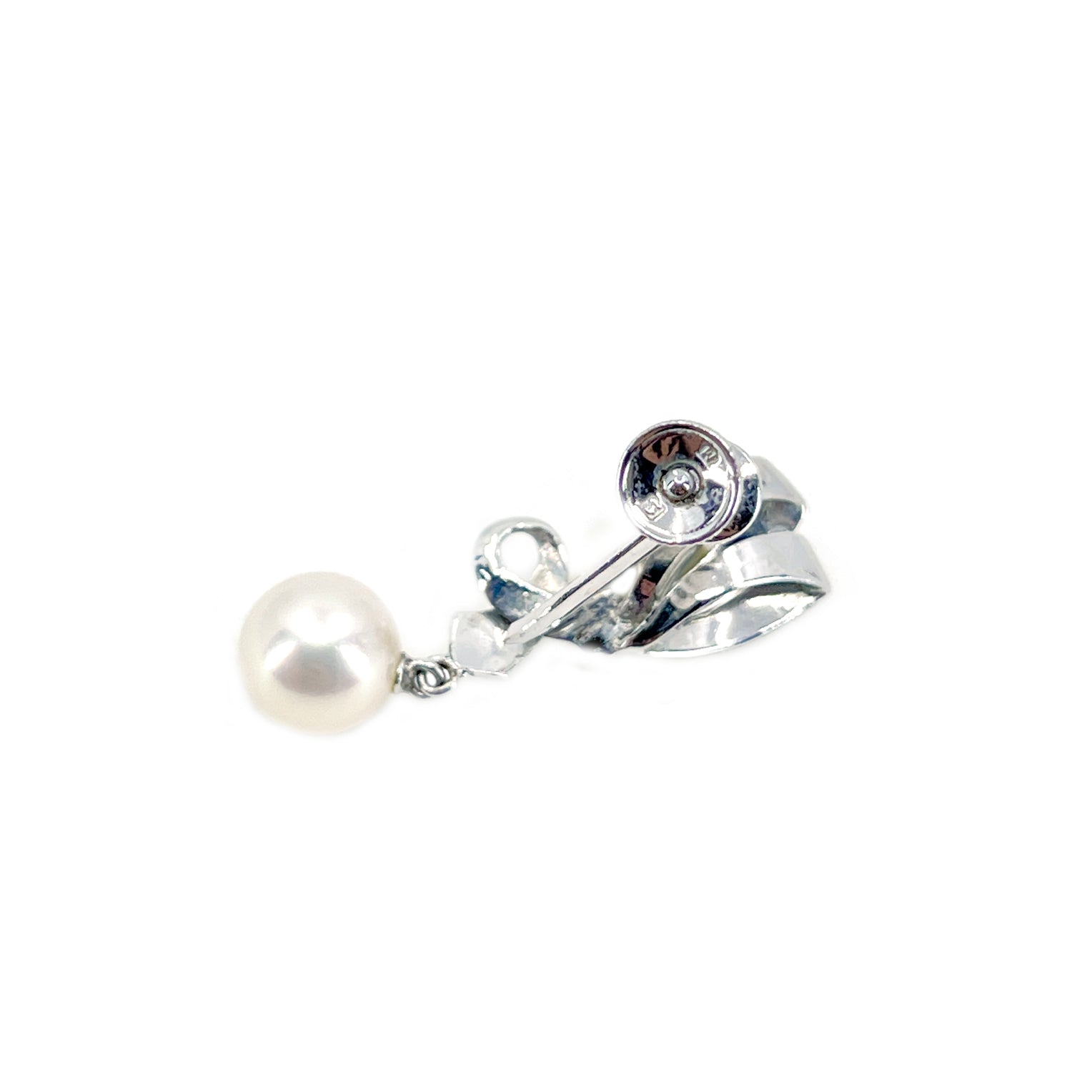 Vintage Mikimoto Akoya Saltwater Cultured Pearl Screwback Dangle Earrings- Sterling Silver