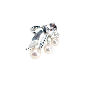 Vintage Mikimoto Ribbon Akoya Saltwater Cultured Pearl Screwback Earrings- Sterling Silver