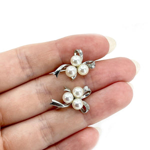Mikimoto Ribbon Akoya Saltwater Cultured Pearl Screwback Earrings- Sterling Silver