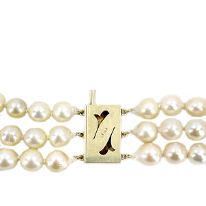 Mikimoto Baroque Japanese Cultured Akoya Pearl Triple Strand - 14K Yellow Gold 16.50-18.50 Inch
