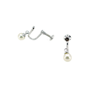Mikimoto Pearl Island Japanese Akoya Saltwater Cultured Pearl Vintage Screwback Earrings- Sterling Silver
