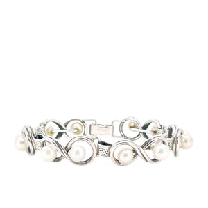 Ming's of Honolulu Japanese White Saltwater Akoya Cultured Pearl Bracelet- Sterling Silver