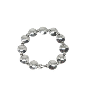 Mid Century Modern Disk Japanese Saltwater Akoya Cultured Pearl Bracelet- Sterling Silver Back