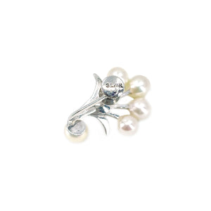 Modernist Spray Akoya Japanese Saltwater Cultured Pearl Vintage Screwback Earrings- Sterling Silver