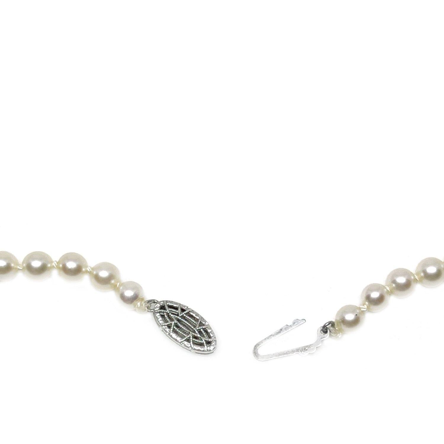 Graduated Modern Japanese Saltwater Cultured Akoya Pearl Strand - 10K White Gold 16.50 Inch