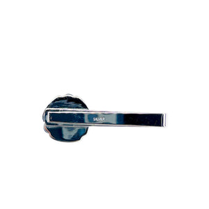 Modernist Black Onyx Mid Century Men's Japanese Saltwater Akoya Cultured Pearl Tie Bar- Sterling Silver