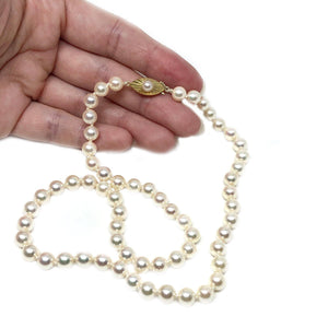 Starburst Modernist Japanese Saltwater Cultured Akoya Pearl Strand - 14K Yellow Gold 18.50 Inch