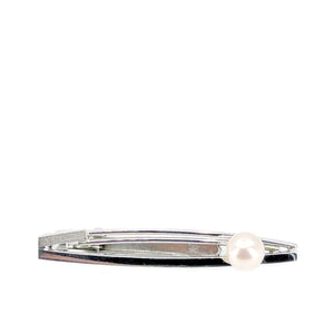 Modernist Design Men's Japanese Saltwater Akoya Cultured Pearl Tie Bar- Sterling Silver