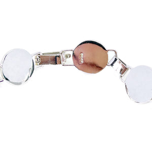 Modernist Disk Vintage Japanese Saltwater Akoya Cultured Pearl Mother of Pearl Bracelet- Sterling Silver