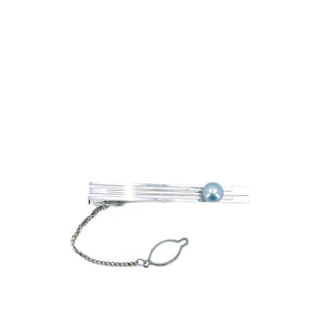 Nagasaki Pearl Mid Century Modern Men's Blue Japanese Saltwater Akoya Cultured Pearl Tie Bar