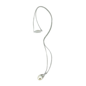 Nouveau Vintage Japanese Cultured Akoya Pearl Pendant Necklace- Sterling Silver 18.50 Inch