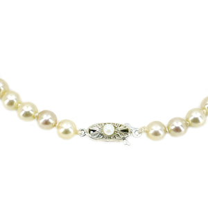 Ostby Barton Art Deco Japanese Saltwater Cultured Akoya Pearl Necklace - 18K White Gold 17 Inch