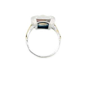 Ostby Barton Art Deco Japanese Saltwater Akoya Cultured Pearl Black Onyx Ring- Sterling Silver Sz 5.75
