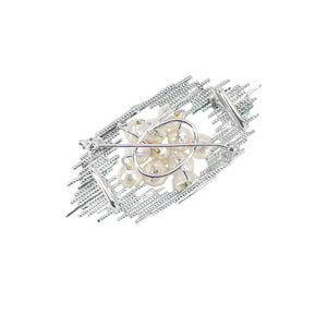 Modernist Obidome Vintage Japanese Saltwater Akoya Cultured Pearl Brooch- Sterling Silver