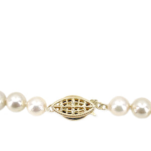 Black Onyx Diamond Japanese Saltwater Cultured Akoya Pearl Strand - 14K Yellow Gold 16 Inch