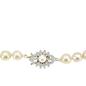Victorian Star Burst Japanese Saltwater Cultured Akoya Pearl Strand - 14K Yellow Gold Silver 18.50 Inch