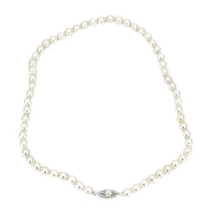 Mid-Century Modern Japanese Saltwater Cultured Akoya Pearl Strand - 14K White Gold 16.50 Inch