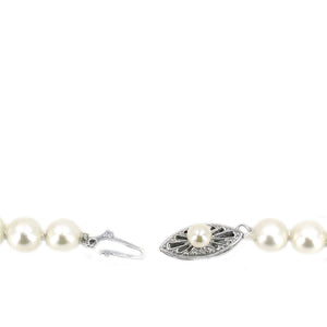Mid-Century Modern Japanese Saltwater Cultured Akoya Pearl Strand - 14K White Gold 16.50 Inch
