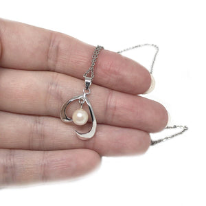 Copy of Heart Mid Century Japanese Cultured Akoya Pearl Floral Pendant- Sterling Silver 18.00 Inch