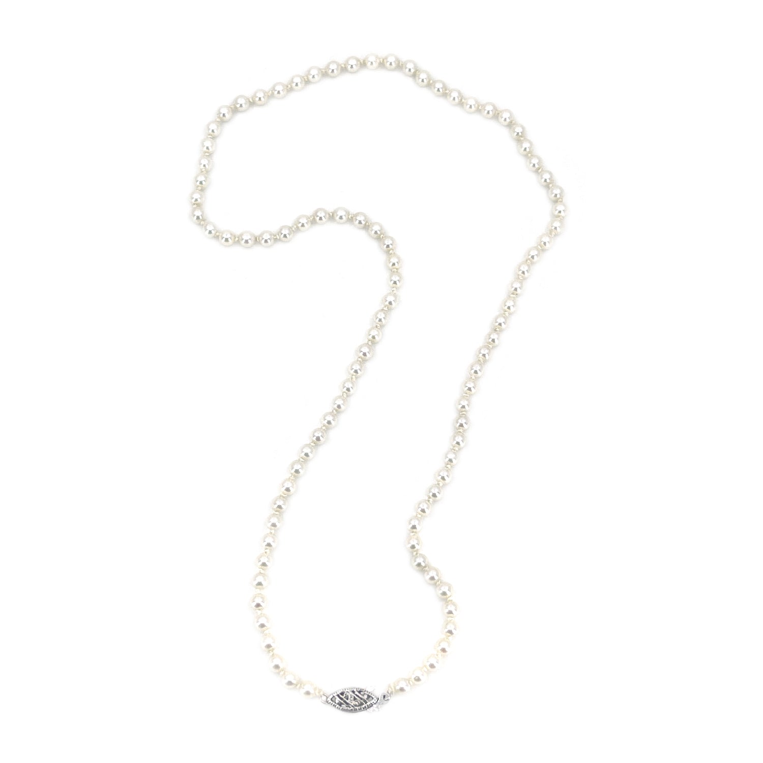 Seed Pearl Vintage Japanese Saltwater Cultured Akoya Pearl Necklace - 10K White Gold 16.75 Inch