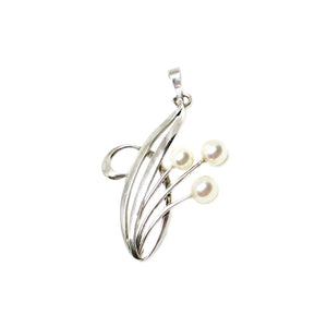 Japanese Saltwater Cultured Akoya Pearl Floral Pendant Conversion- Sterling Silver