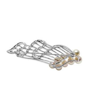 Mid-Century Swirl Japanese Saltwater Akoya Cultured Pearl Brooch- Sterling Silver