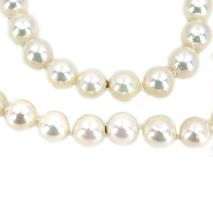 Hidden Clasp Japanese Saltwater Cultured Akoya Pearl Vintage Necklace Strand Bracelet Set - 17.75 & 7.50 Inch