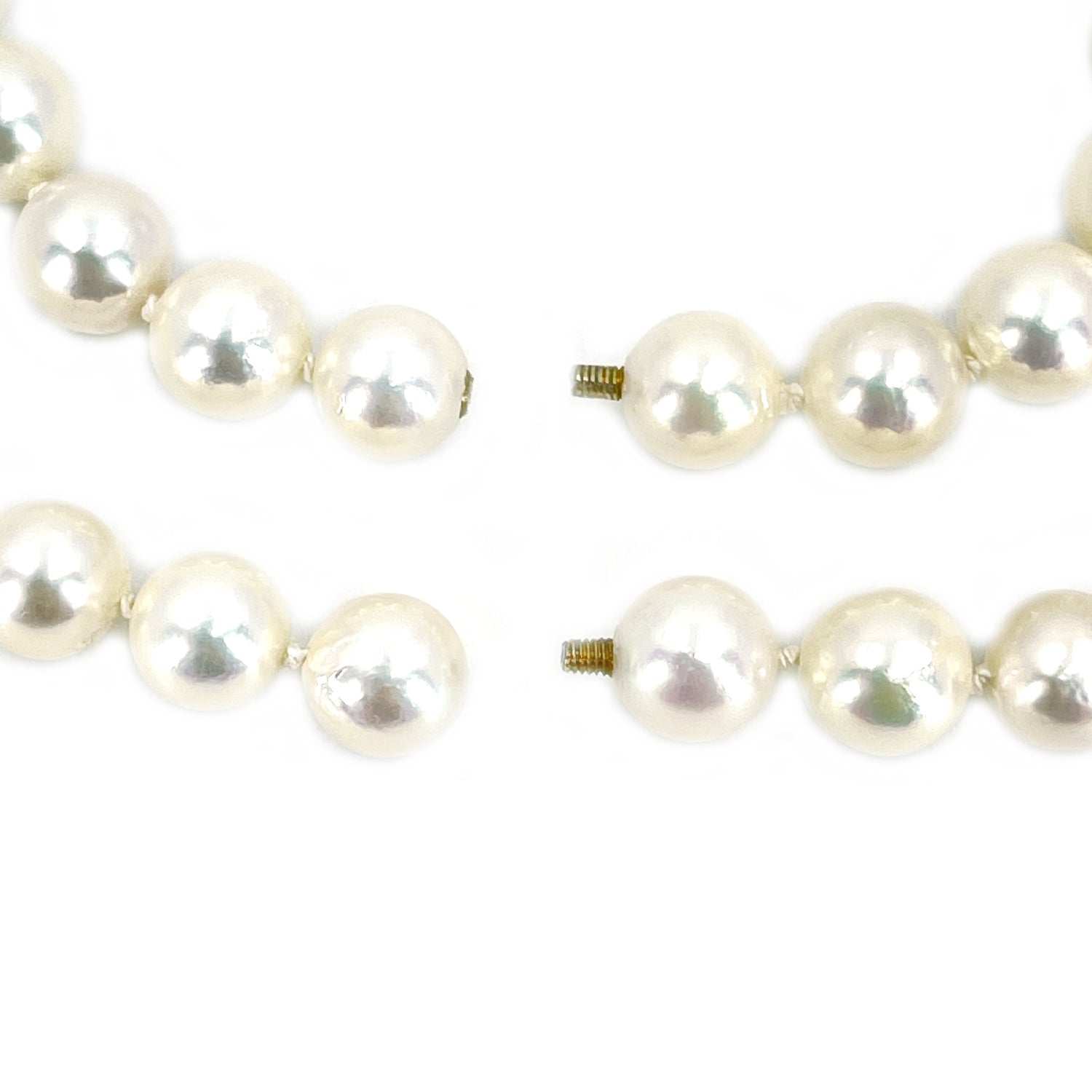 Hidden Clasp Japanese Saltwater Cultured Akoya Pearl Vintage Necklace Strand Bracelet Set - 17.75 & 7.50 Inch