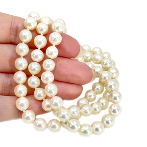 Hidden Clasp Japanese Saltwater Cultured Akoya Pearl Vintage Necklace Strand Bracelet Set - 17.75 & 7.50 Inch