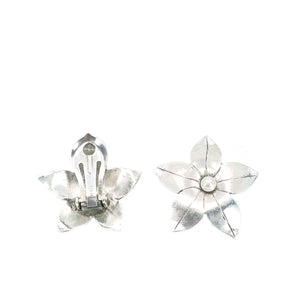 Handmade Price Floral Akoya Saltwater Cultured Pearl Cluster Clip Earrings- Sterling Silver