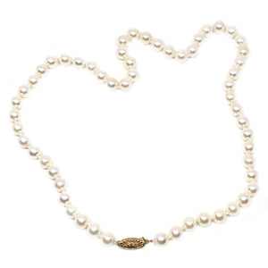Filigree Japanese Saltwater Cultured Akoya Pearl Strand - 14K Rose Gold 18.50 Inch