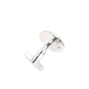 Mid-Century Modern Japanese Cultured Akoya Pearl Round Radial Cufflinks- Sterling Silver