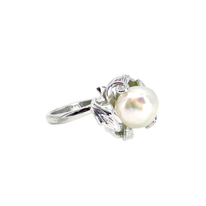 Baroque Rainbow Japanese Saltwater Akoya Cultured Pearl Vintage Ring- Sterling Silver Sz 5