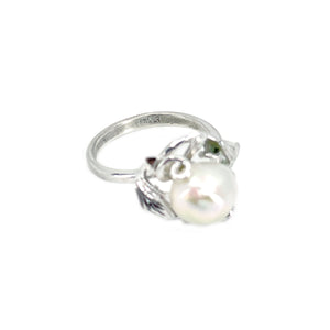 Baroque Rainbow Japanese Saltwater Akoya Cultured Pearl Vintage Ring- Sterling Silver Sz 5