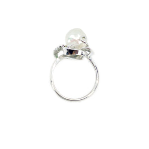 Baroque Rainbow Japanese Saltwater Akoya Cultured Pearl Vintage Ring- Sterling Silver Sz 5