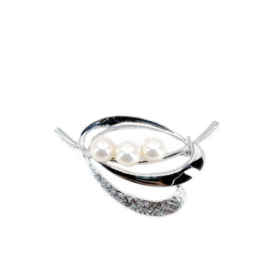 Mid Century Modern Japanese Saltwater Akoya Pearl Vintage Brooch- Sterling Silver