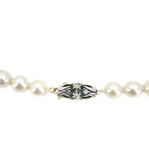Georgian Rough Diamond Japanese Saltwater Cultured Akoya Pearl Strand - 14K Yellow Gold Silver 16 Inch