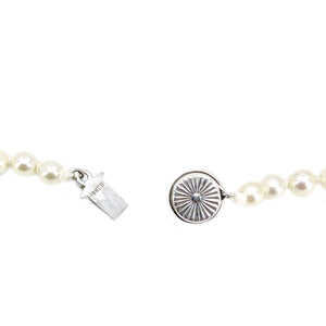 Vintage Filigree Graduated Japanese Saltwater Akoya Cultured Pearl Necklace- 14K White Gold 19 Inch